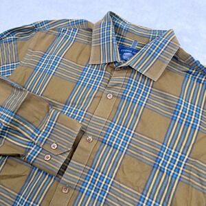 Cooper Jones Supply Mens Plaid Button Down Shirt Olive Green 100% Cotton 23461